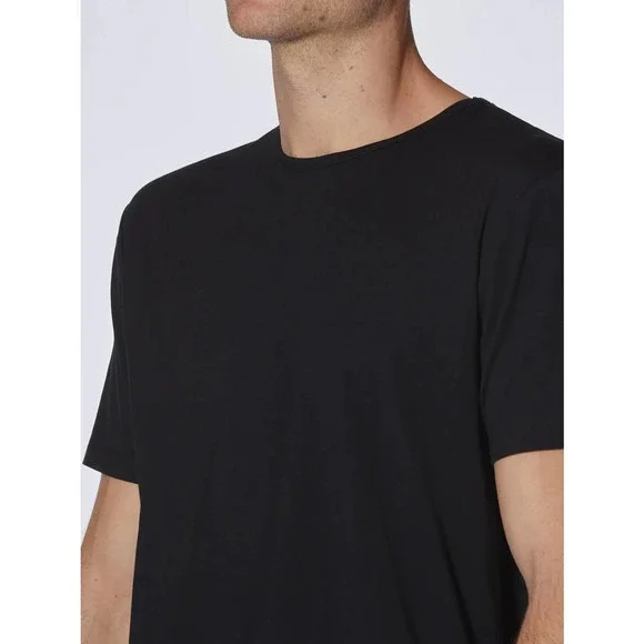 Cuts Clothing Men's Split Hem Crew Neck 4 Way Stretch Tee T-Shirt in Black - Picture 5 of 8